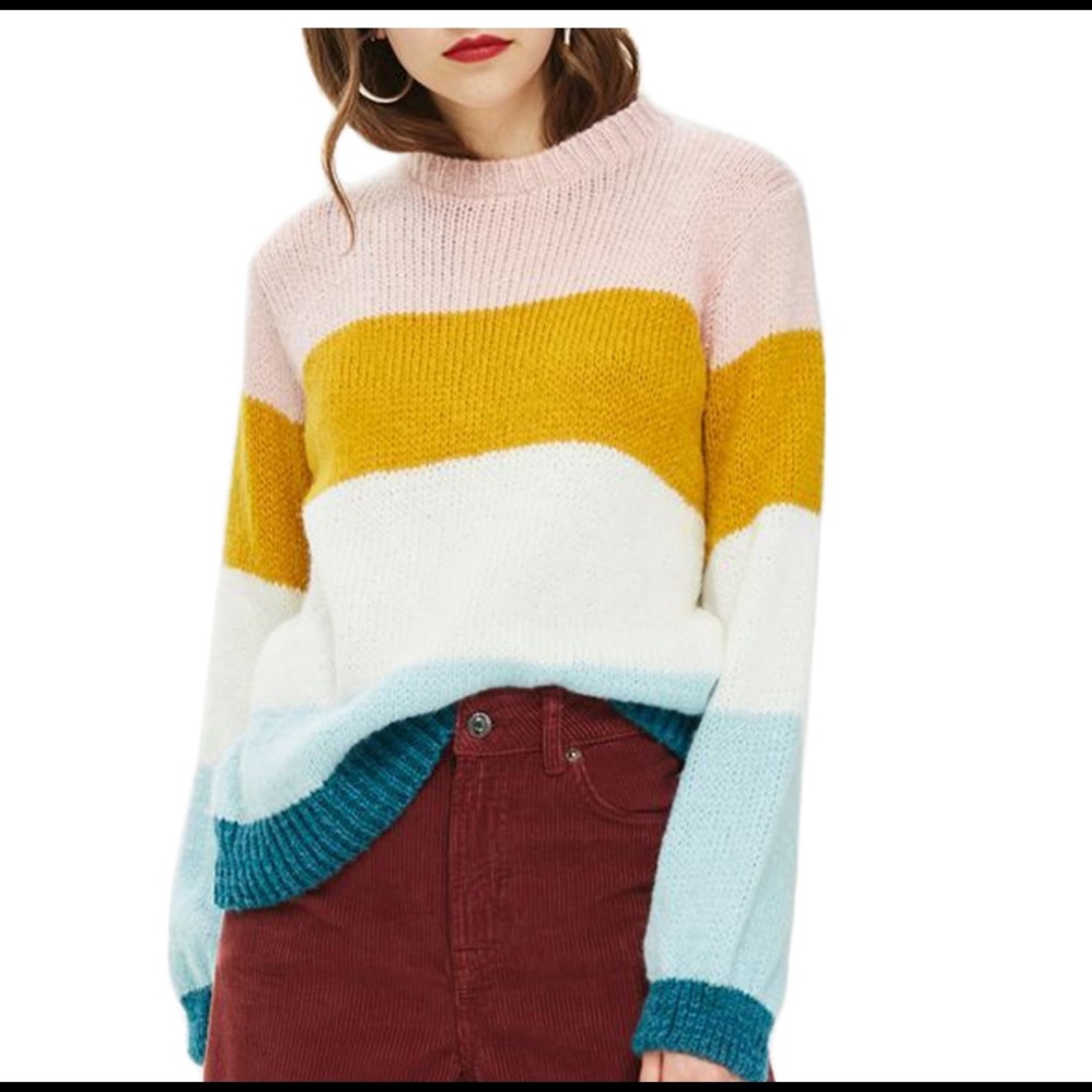 Topshop Colorblock Knit Pullover